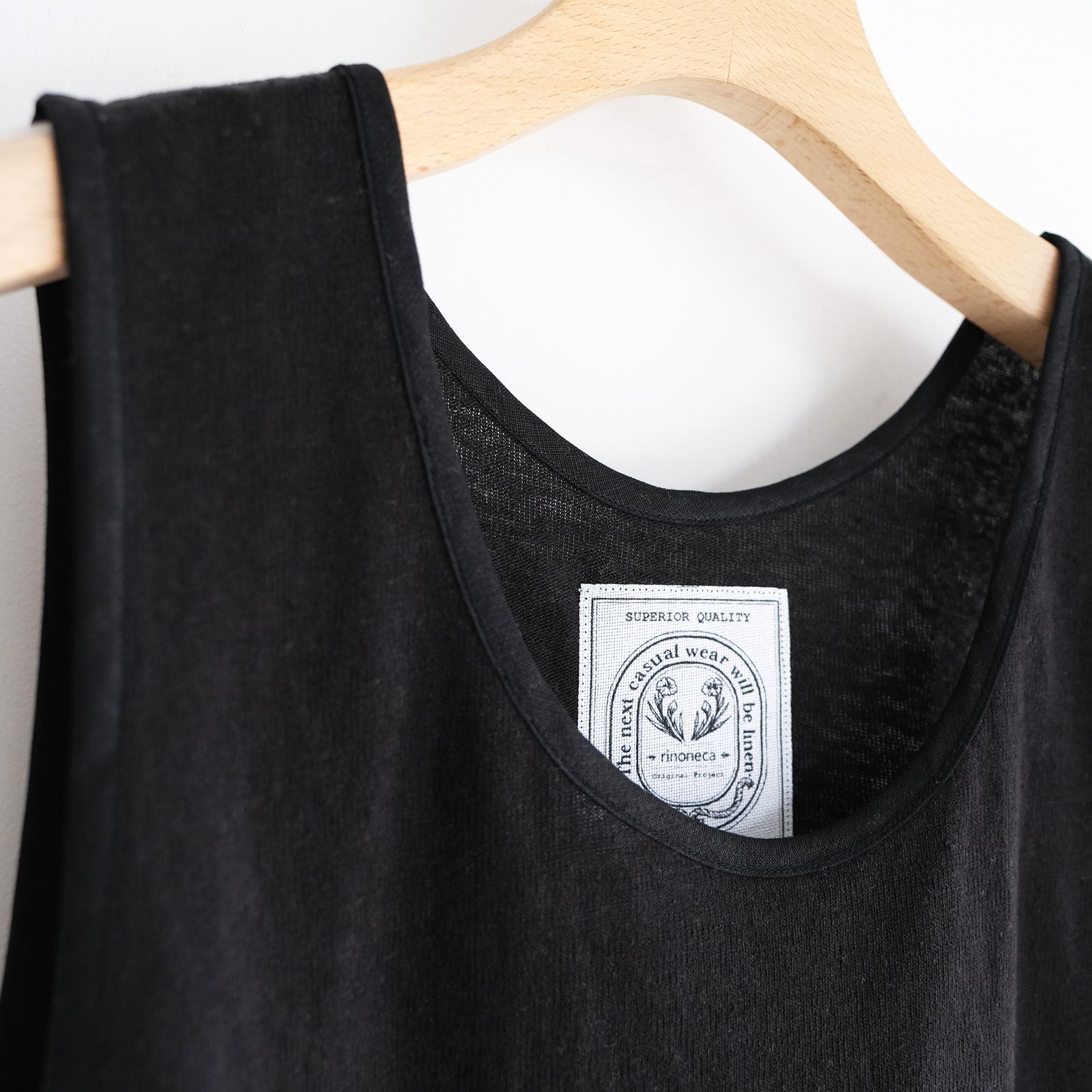 Linen Pique Tank Top -タンクトップ-（Black / ブラック）