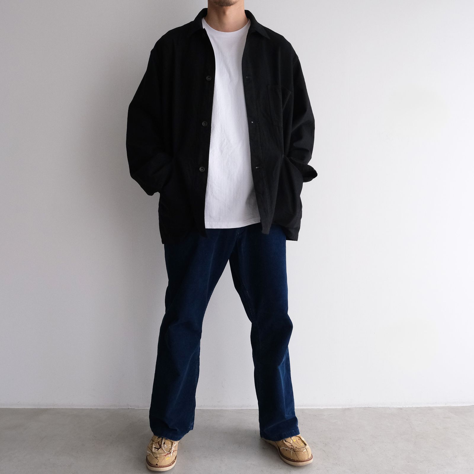 Wool Cotton Moleskin Jacket -ブルゾン-（Black / ブラック）