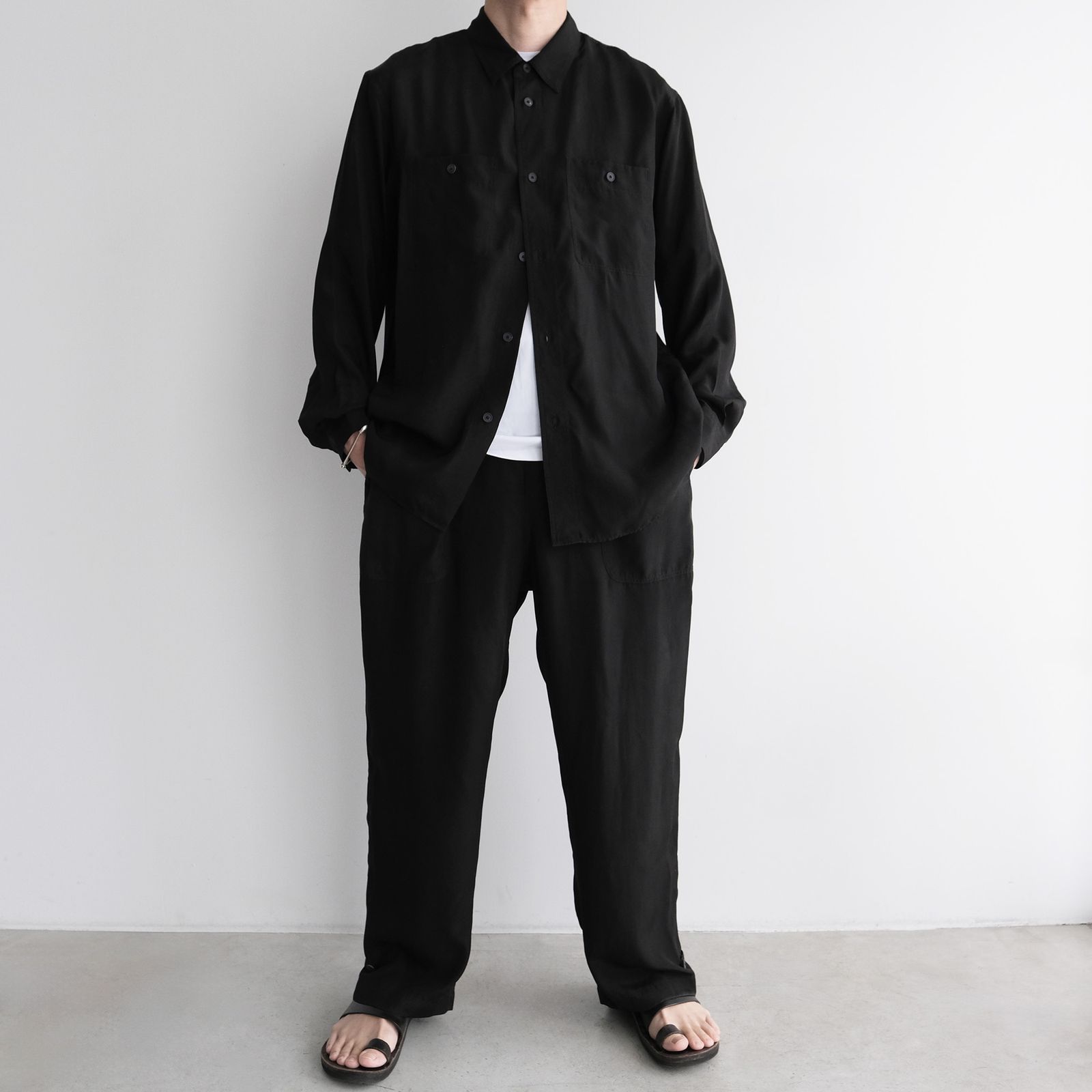Fibril Silk Tafta Easy Baker Pants -パンツ-（Black / ブラック）