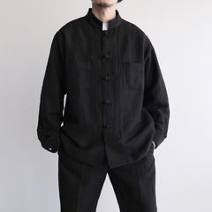 Pin-stripe Double Button Shirt -シャツ-（Black / ブラック）