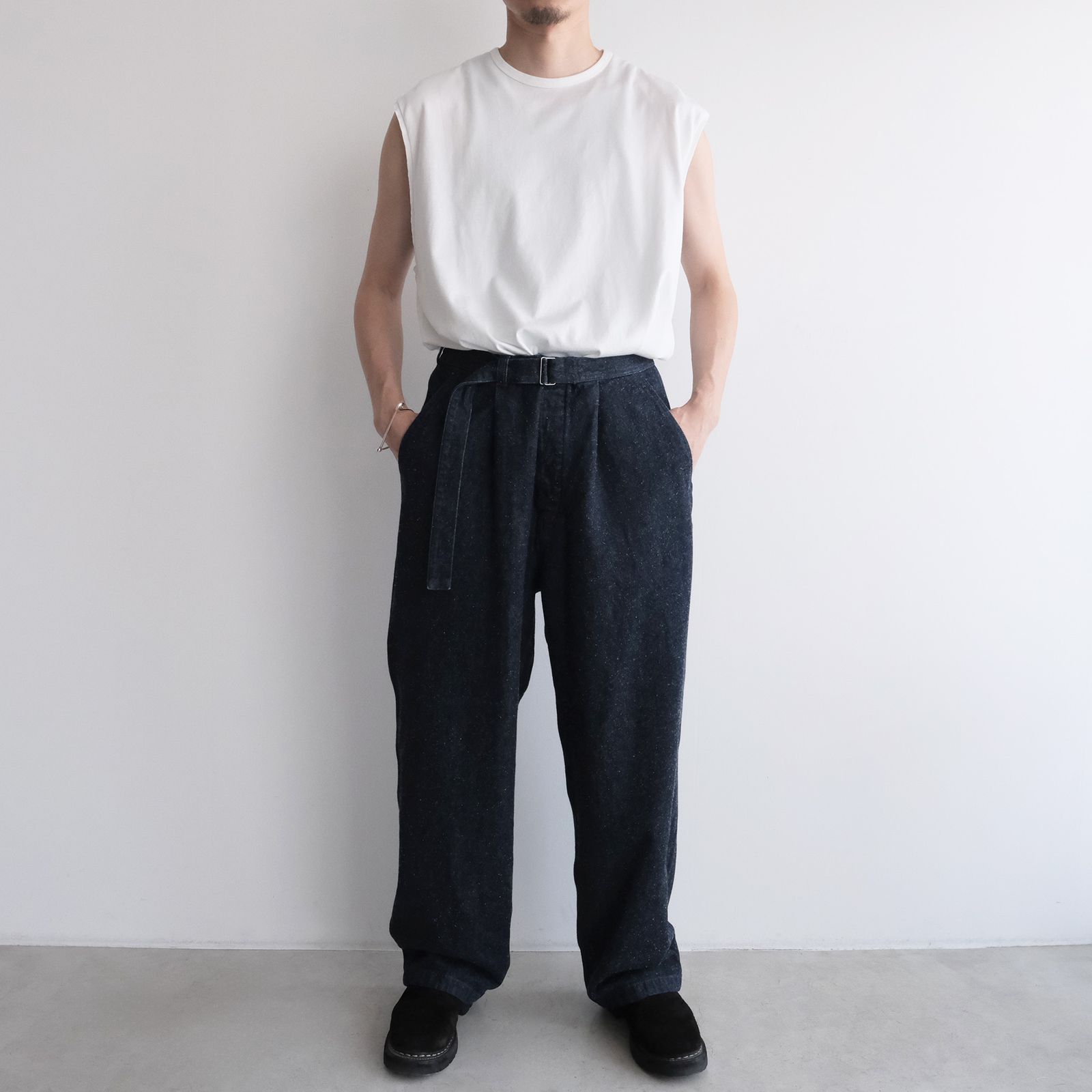 Silk Denim Belted Pants -デニム-（Indigo / インディゴ）