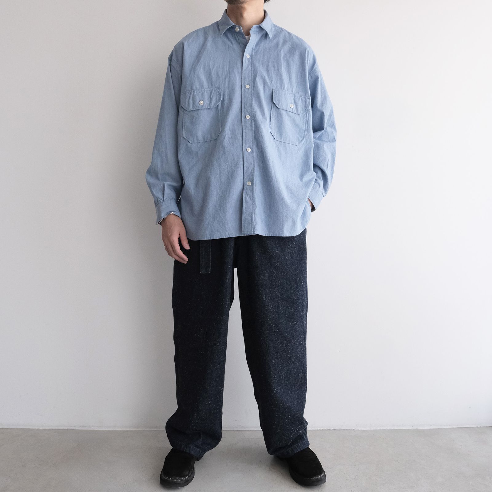 Cotton Chambray Work Shirt -シャツ-（Blue / ブルー）