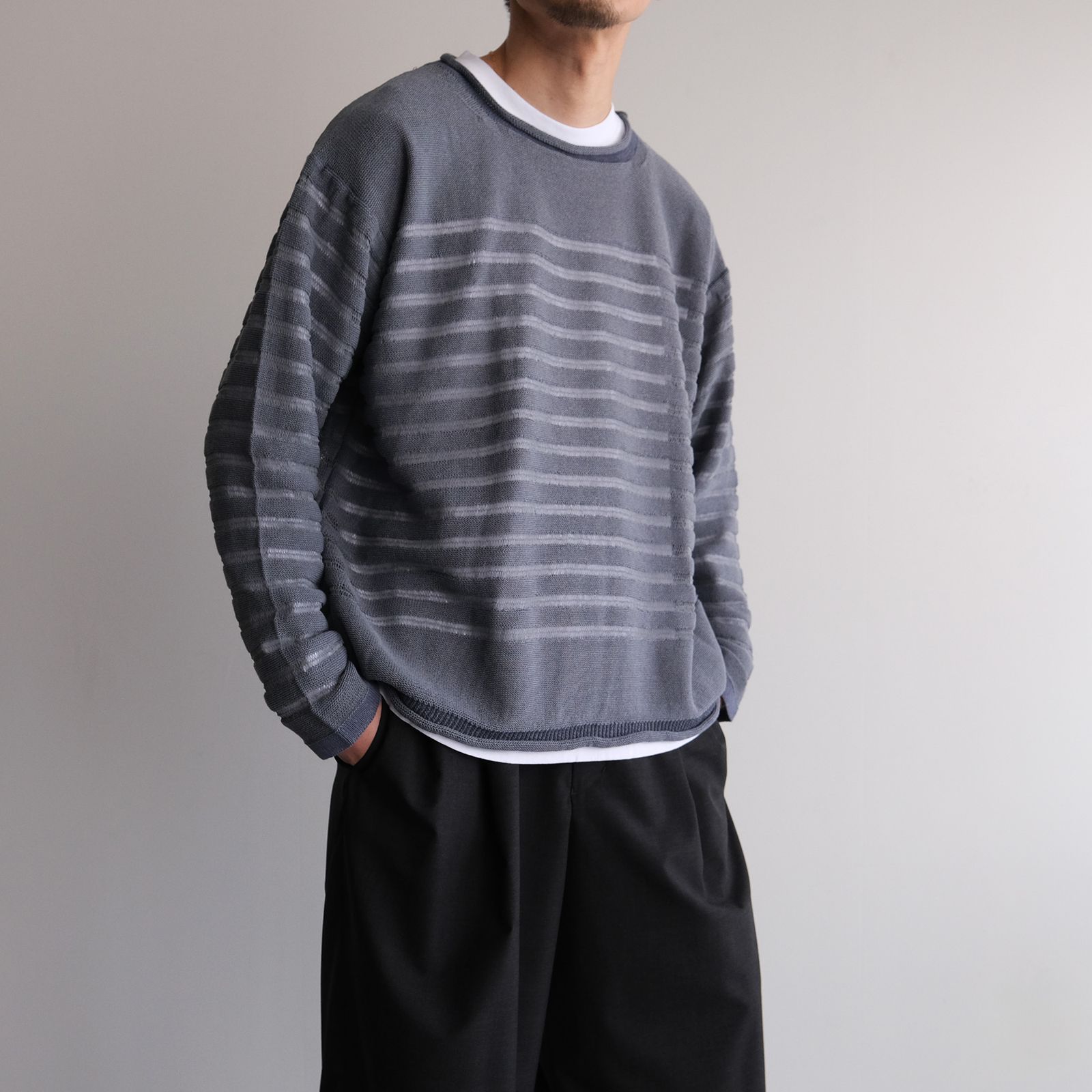 Panel Border Sweather -ニット-（Blue Gray / ブルーグレー）