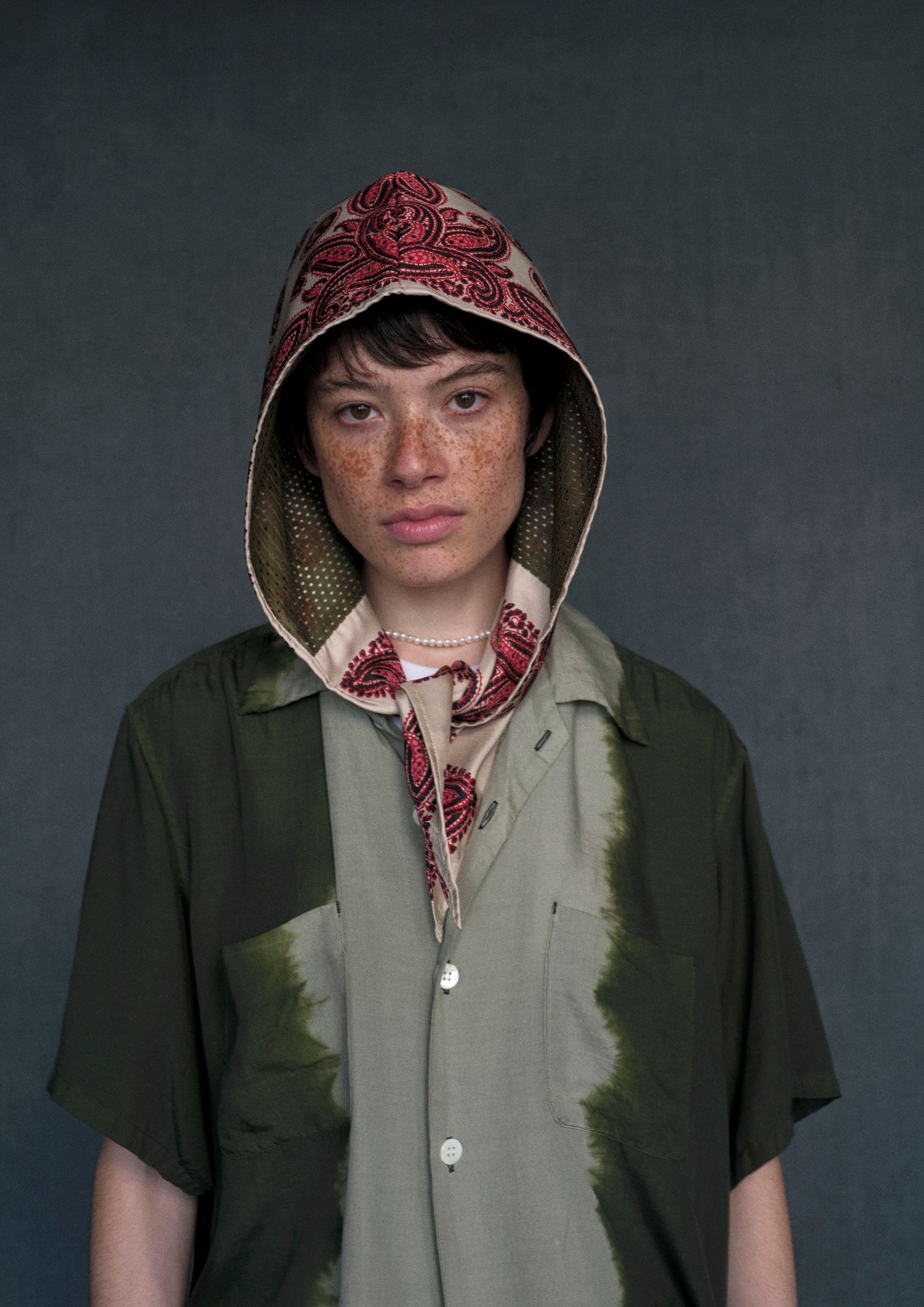 Hand Dye Open Collar SS Shirt -シャツ-（Forest Green / フォレスト グリーン）