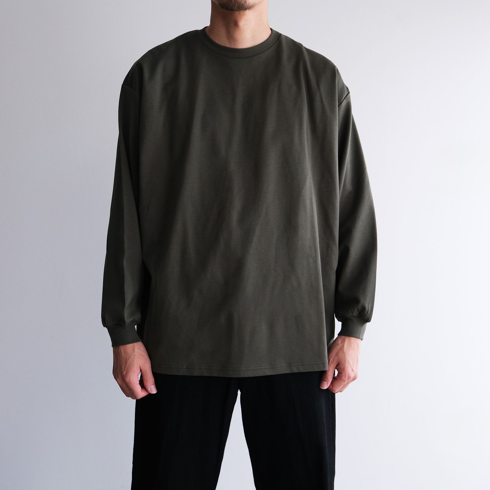 Brushed Mockrody Crew Neck L/S Tee -Tシャツ-（Green / グリーン）