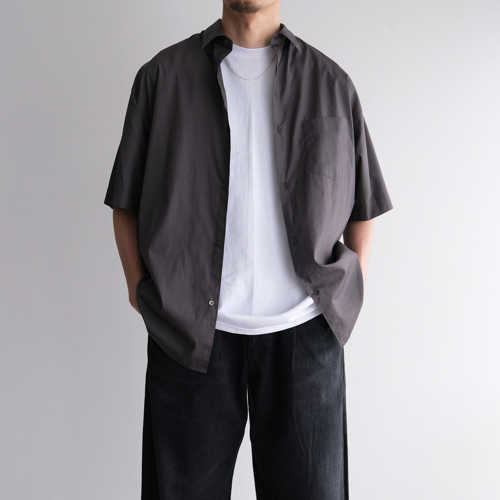 Broad S/S Oversized Regular Collar Shirt -シャツ-（C.Gray / C.グレー）GM261-50003B