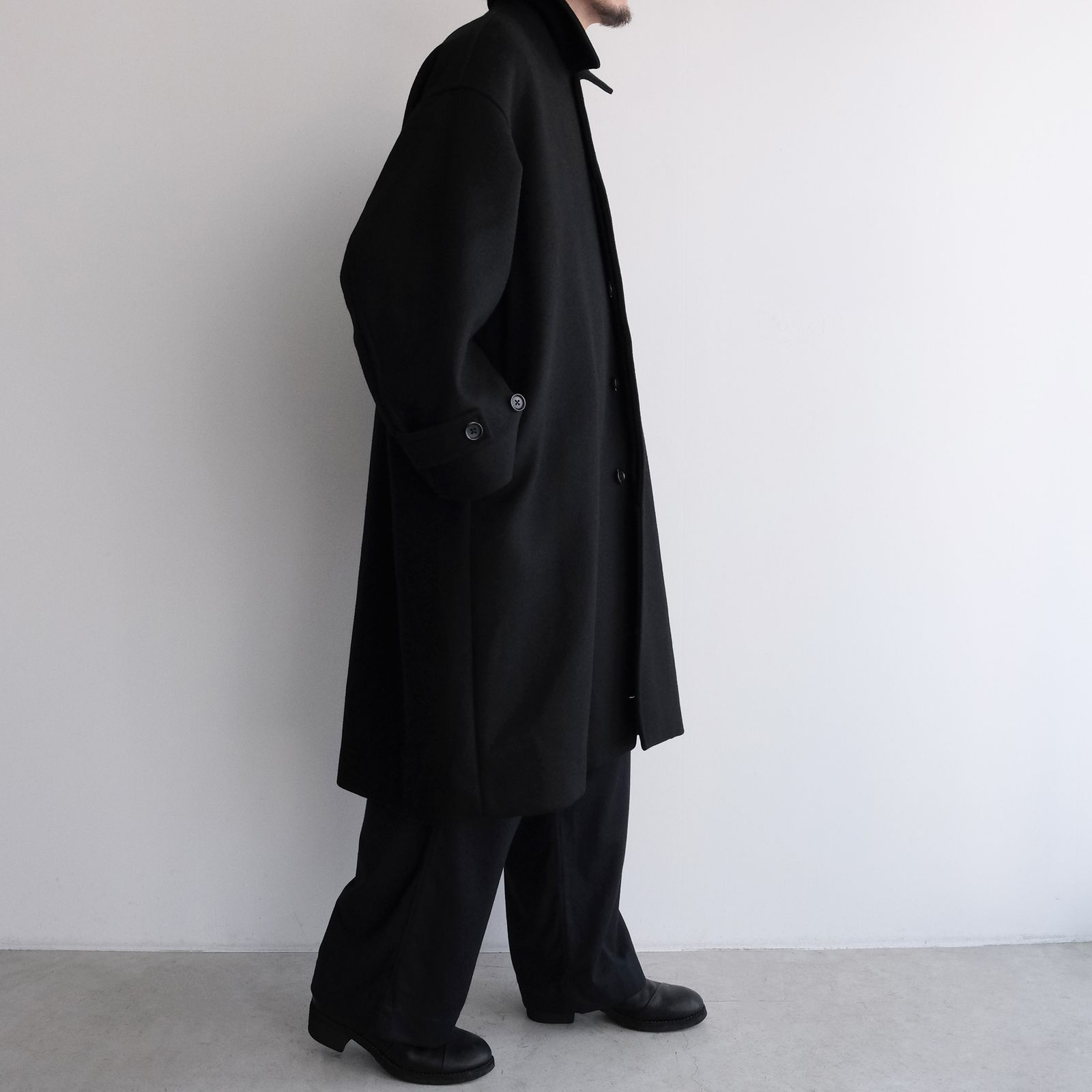 Light Melton Oversized Coat -コート-（Black / ブラック）GU263-10420B