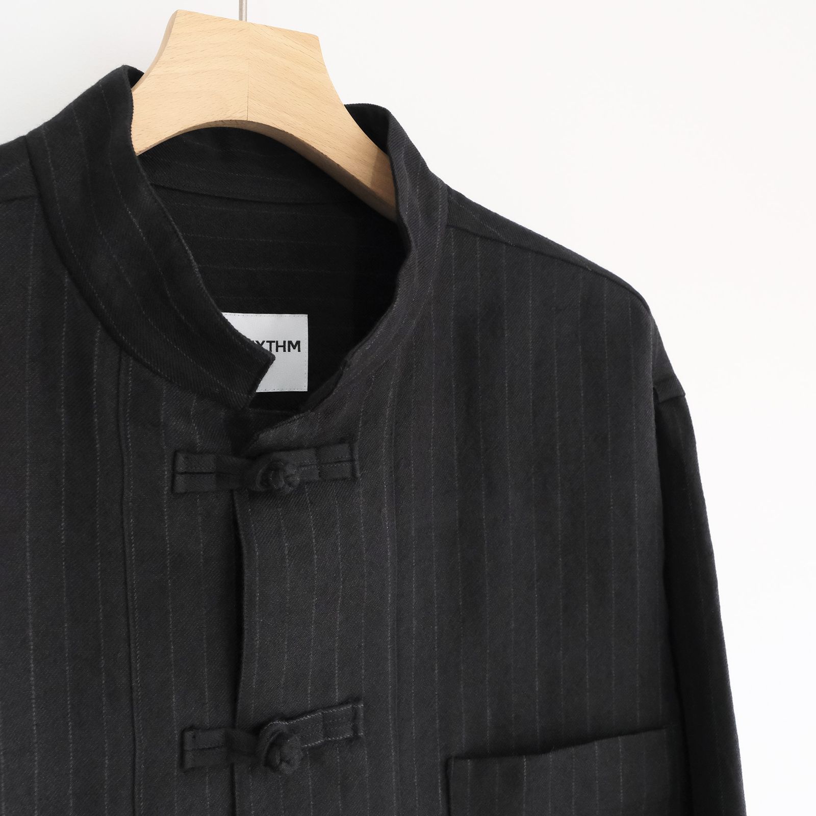 Pin-stripe Double Button Shirt -シャツ-（Black / ブラック）