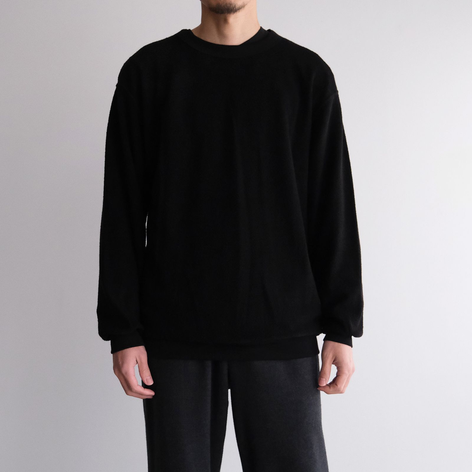 Merino Fleece Crew Neck Pullover -スウェット-（Black / ブラック）