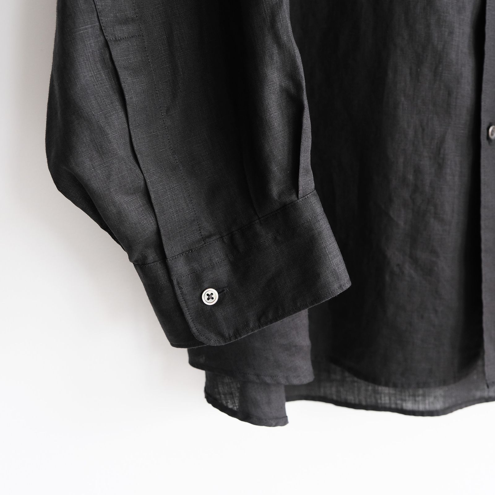 Linen L/S Oversized Regular Collar Shirt -シャツ-（Black / ブラック）GM262-50039B