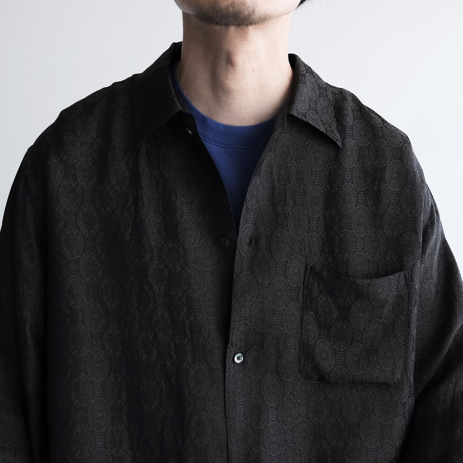 Cupro-Regular Collar L/S Shirts -シャツ-（Charcoal / チャコール）