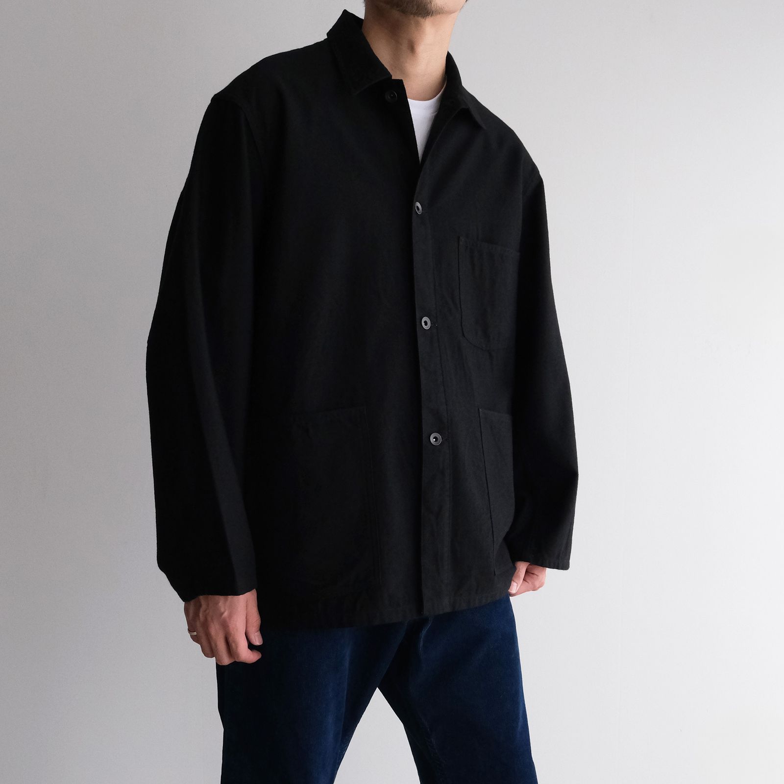 Wool Cotton Moleskin Jacket -ブルゾン-（Black / ブラック）