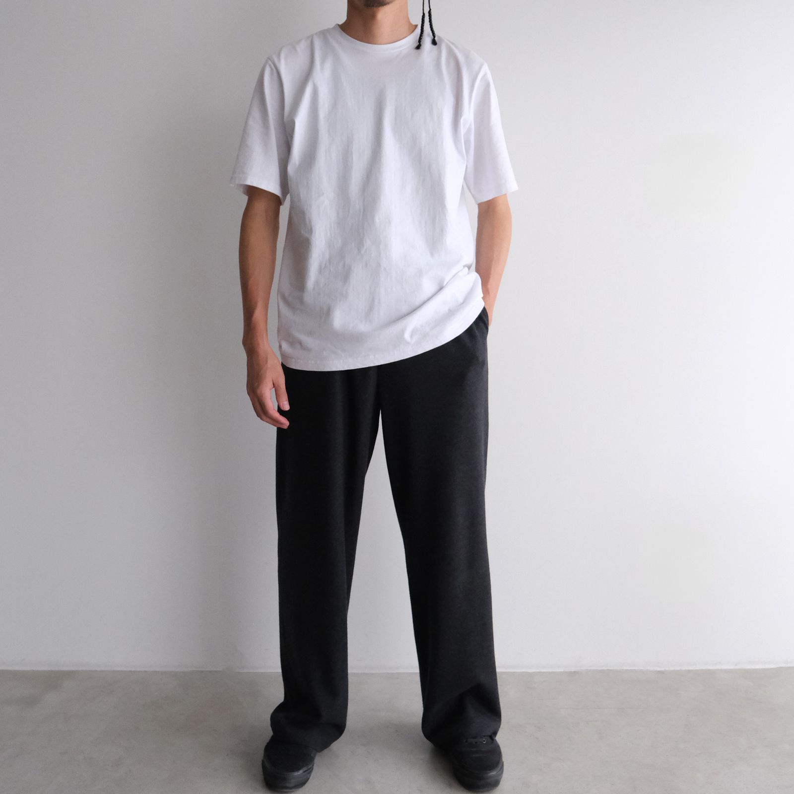 Wool Smooth Flannel Easy Wide Pants -ワイドパンツ-（Gray / グレー）GU253-40223B