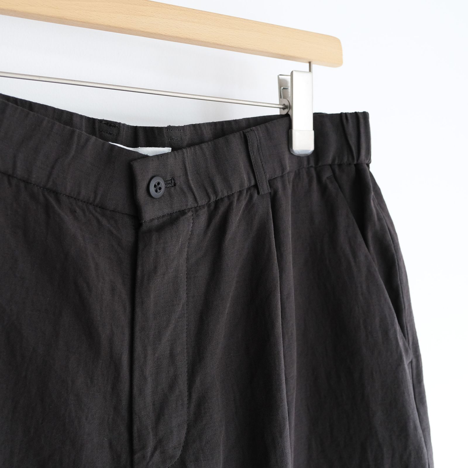 Cotton Linen Voile Loose Fit Shorts -パンツ-（Charcoal Gray / チャコールグレー）