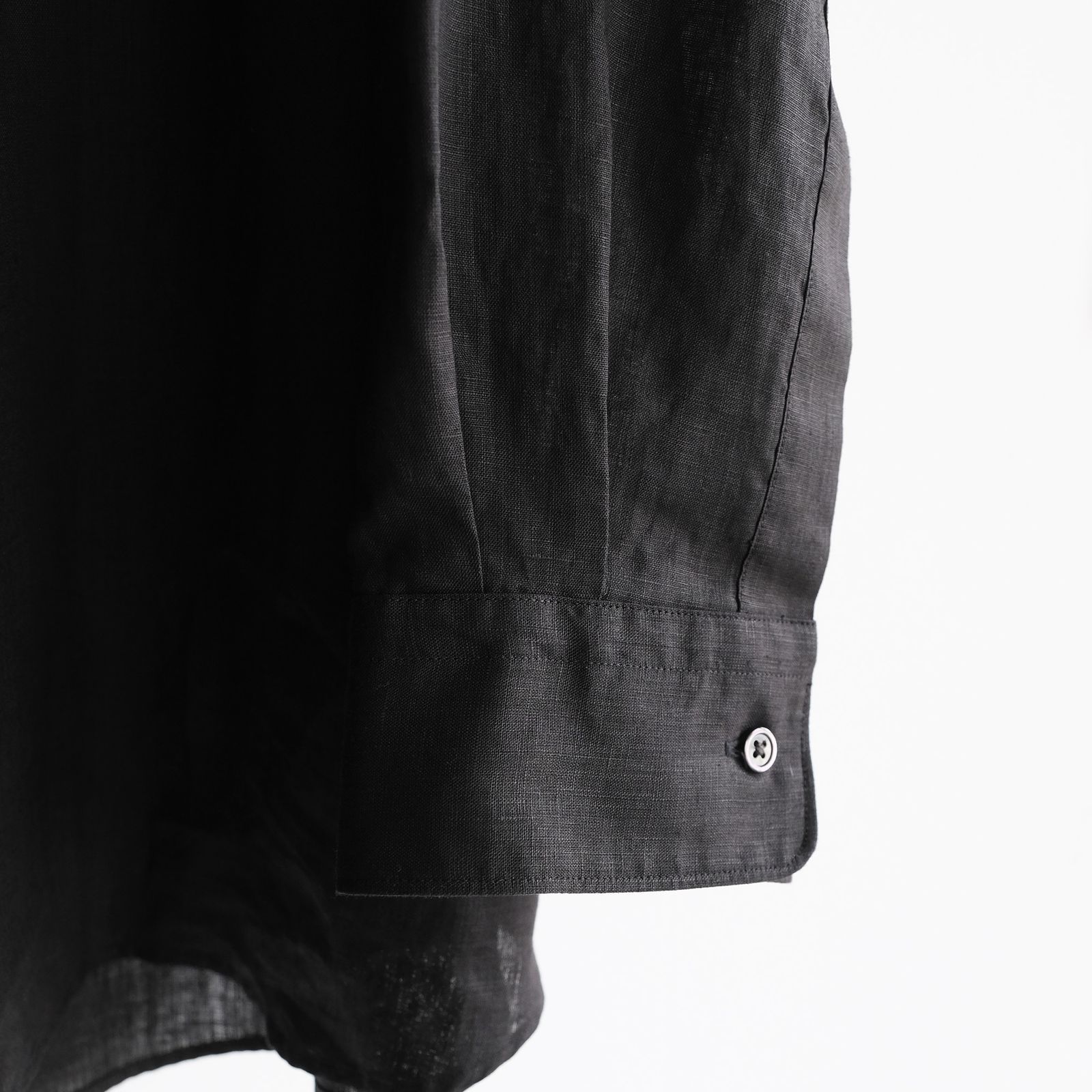 Linen L/S Oversized Regular Collar Shirt -シャツ-（Black / ブラック）GM262-50039B