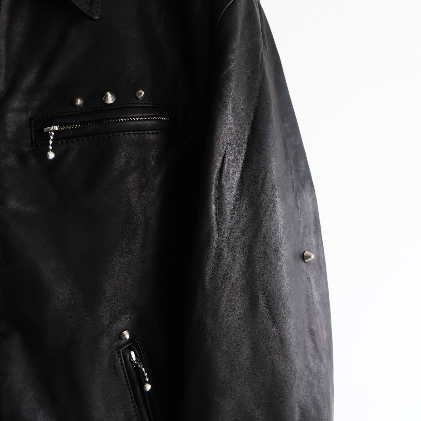 Hand Dyed Studded Riders Jacket -ライダースジャケット-（Black / ブラック）