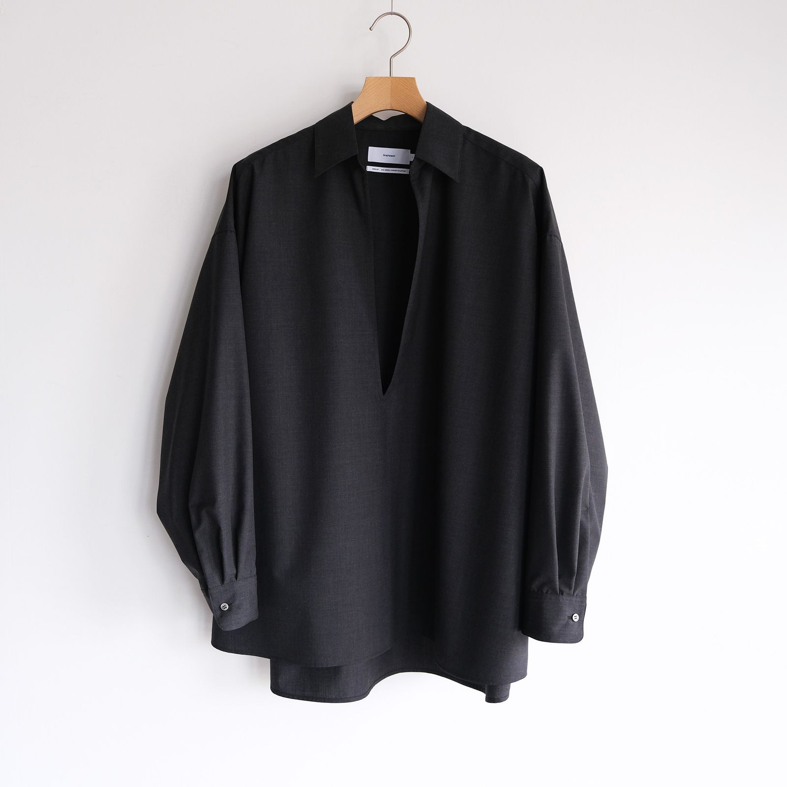 Fine Wool Heather L/S Skipper Shirt -シャツ-（Charcoal / チャコール）GU261-50320
