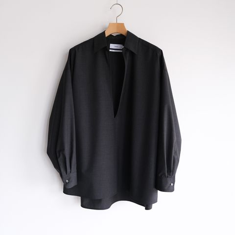 Fine Wool Heather L/S Skipper Shirt -シャツ-（Charcoal / チャコール）GU261-50320