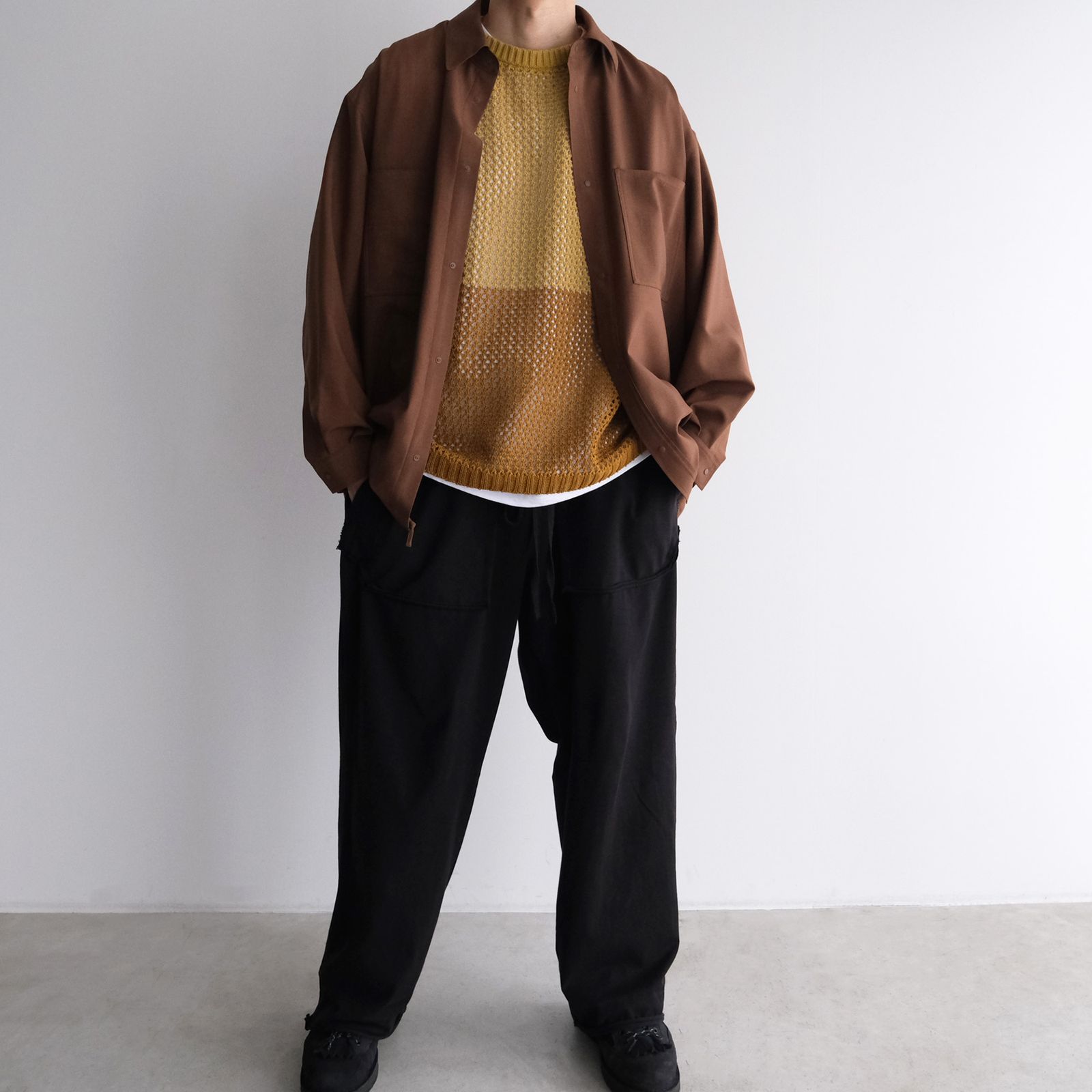 Mesh Knit Vest - ベスト -（Brown / ブラウン）