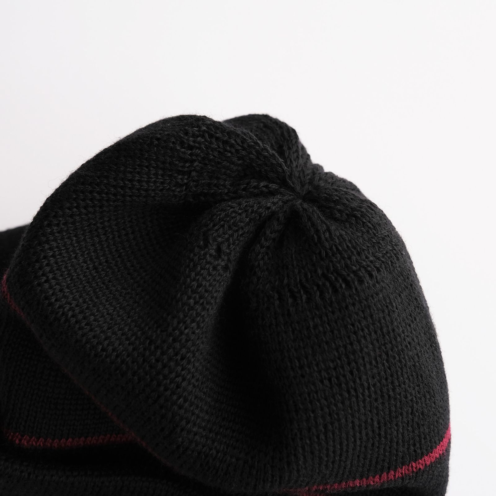 2 Line Merino Wool Knit -ニットキャップ-（Black×Wine / ブラック×ワイン）