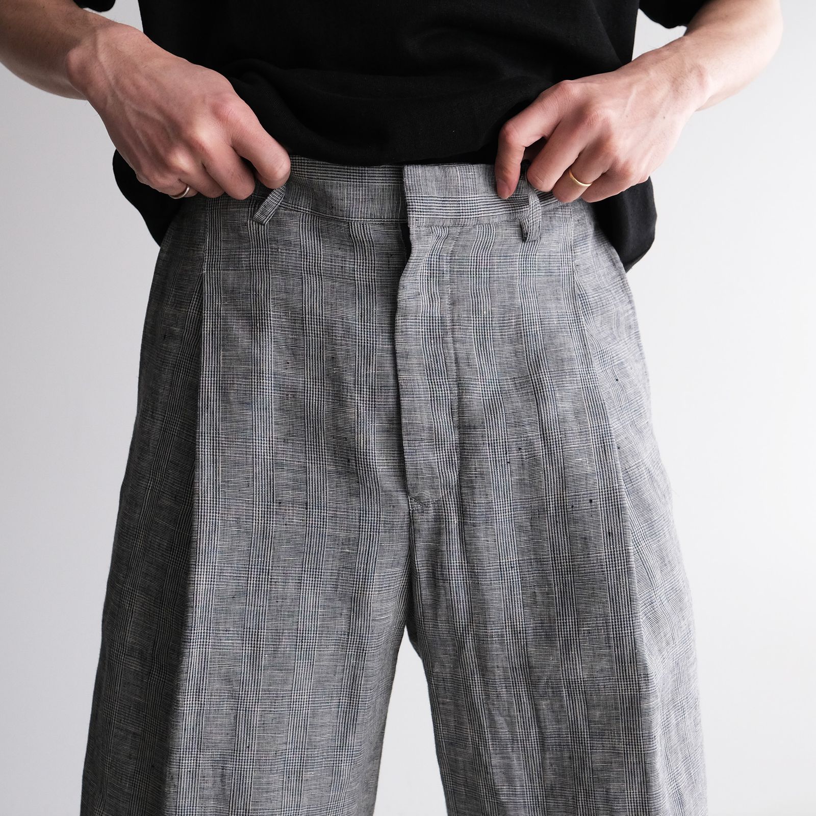 Linen-1 Tuck Pantst -パンツ-（G.Plaid / グレンチェック）