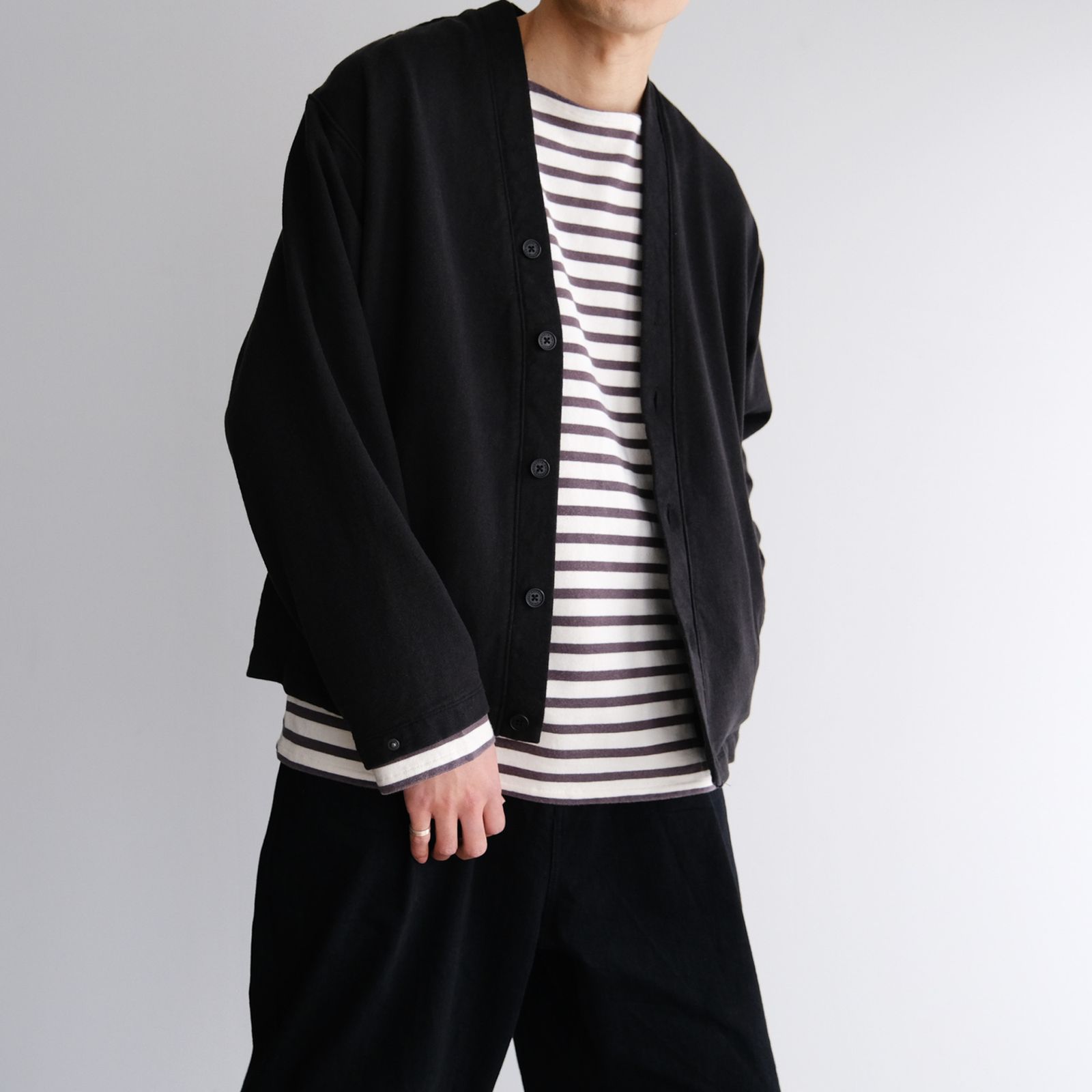 Long Sleeve Border Tee -Tシャツ-（Black / ブラック）