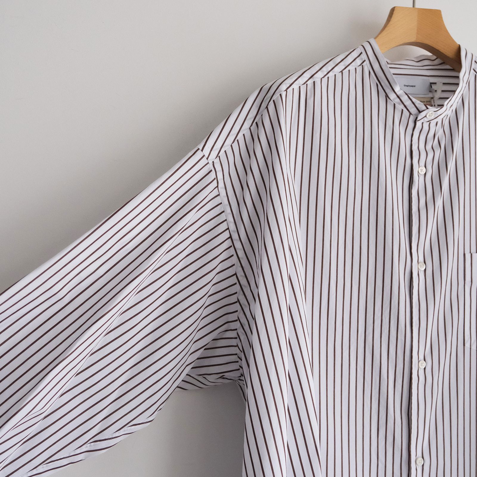 Sidogras Stripe L/S Oversized Band Collar Shirt -ストライプシャツ-（White / ホワイト）GM254-50025STB