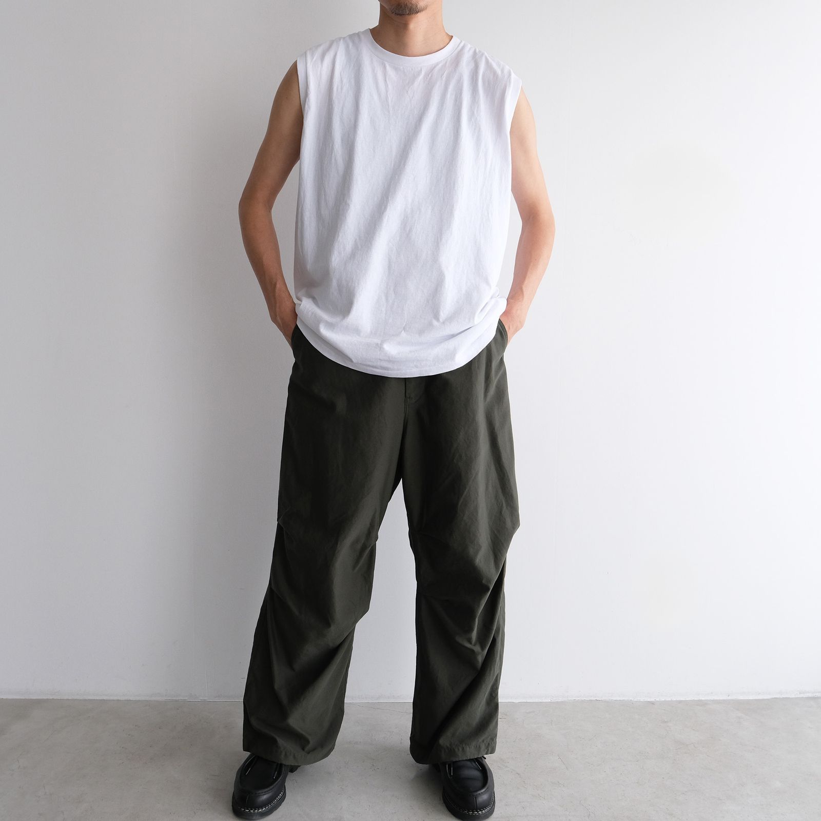 Cotton Cupro Back Satin Military Pants -パンツ-（Green / グリーン）