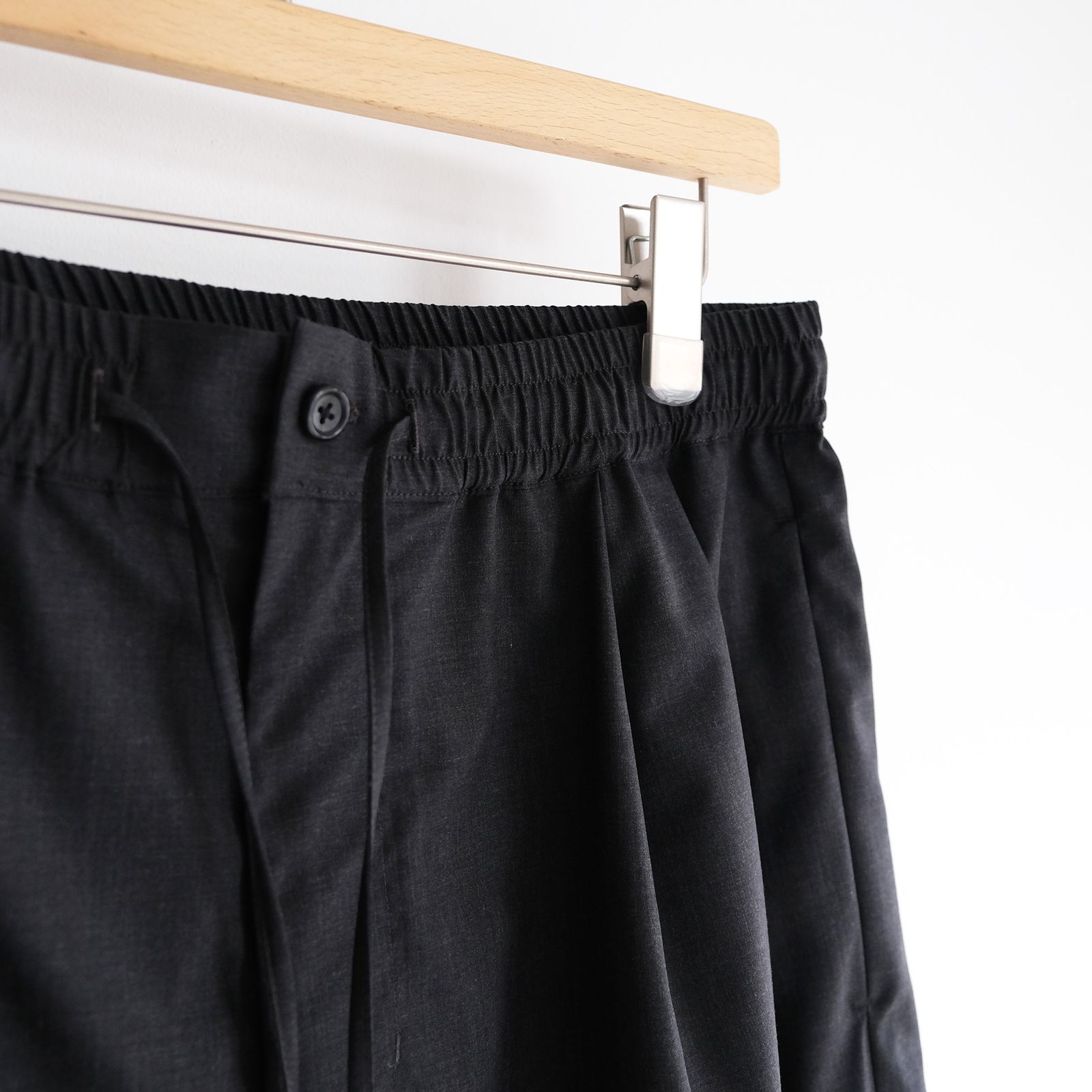 Fine Wool Heather Drawstring Track Shorts -ショーツ-（Charcoal / チャコール）GM261-40323