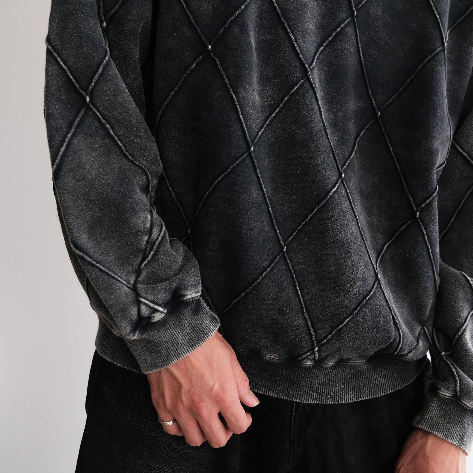 Hand Dye Diamond Twist Sweat -スウェット-（Black / ブラック）