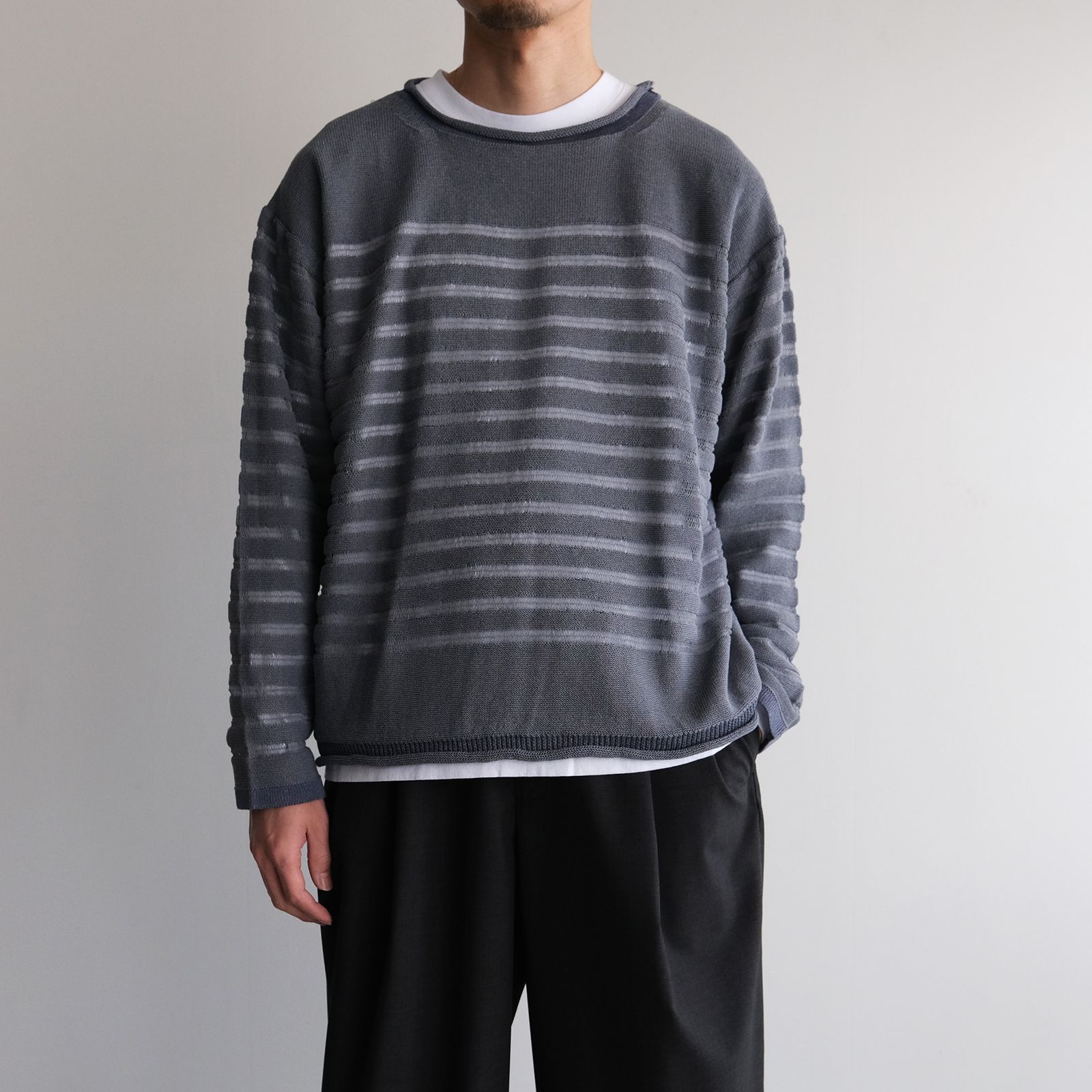 Panel Border Sweather -ニット-（Blue Gray / ブルーグレー）