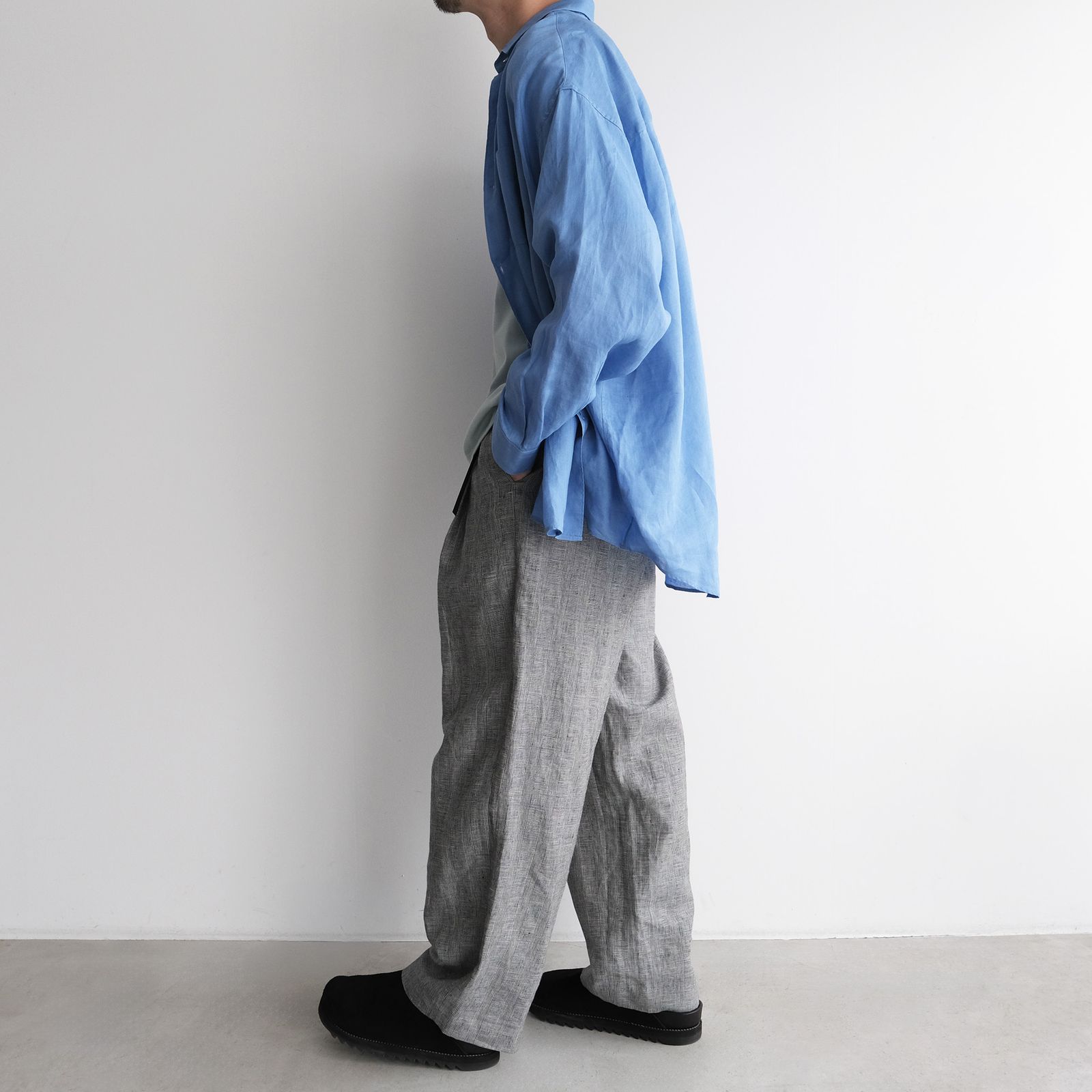 Linen L/S Oversized Regular Collar Shirt -シャツ-（Blue / ブルー）GM262-50039B