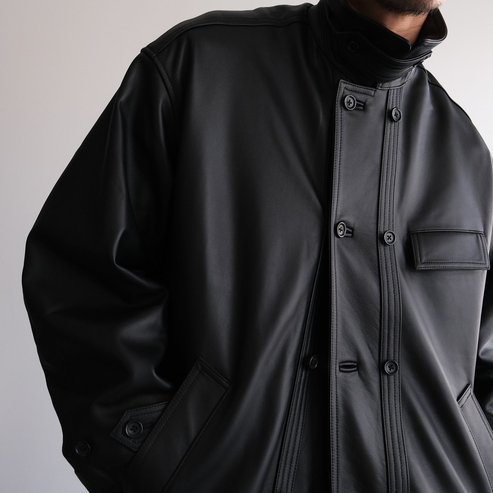 Sheep Leather Corbusier Jacket -ジャケット-（Black / ブラック）