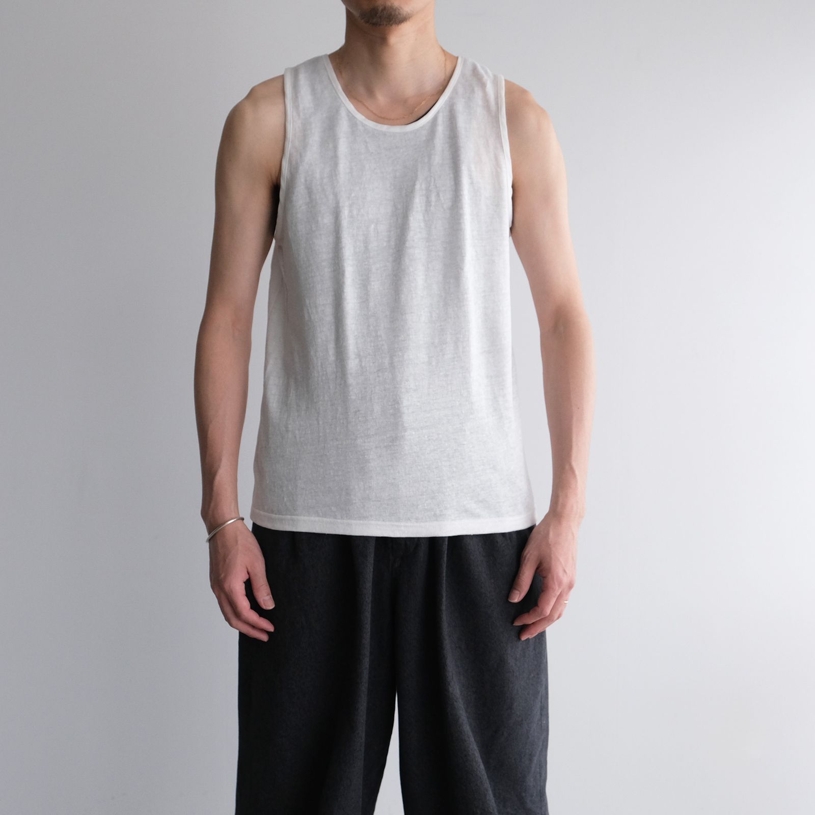 Linen Pique Tank Top -タンクトップ-（White / ホワイト）