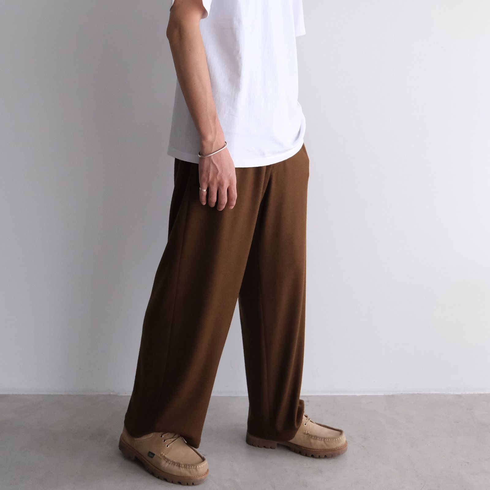 Wool Smooth Flannel Easy Wide Pants -ワイドパンツ-（Brown / ブラウン）GU253-40223B