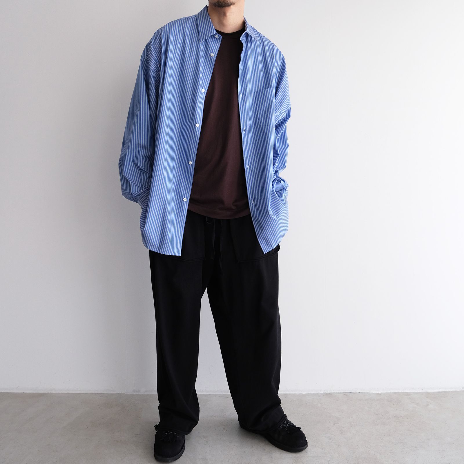 Sidogras L/S Oversized Regular Collar Shirt -シャツ-（Blue Stripe / ブルーストライプ）