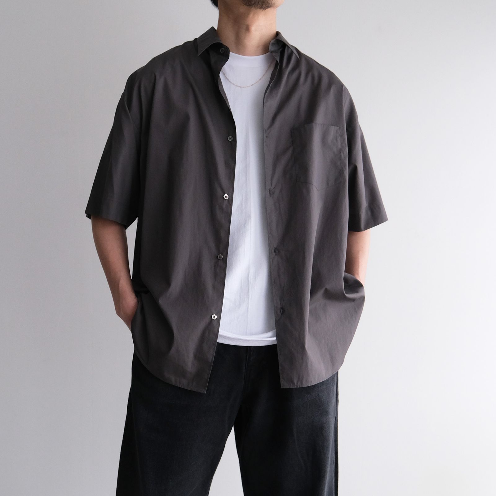 Broad S/S Oversized Regular Collar Shirt -シャツ-（C.Gray / C.グレー）GM261-50003B