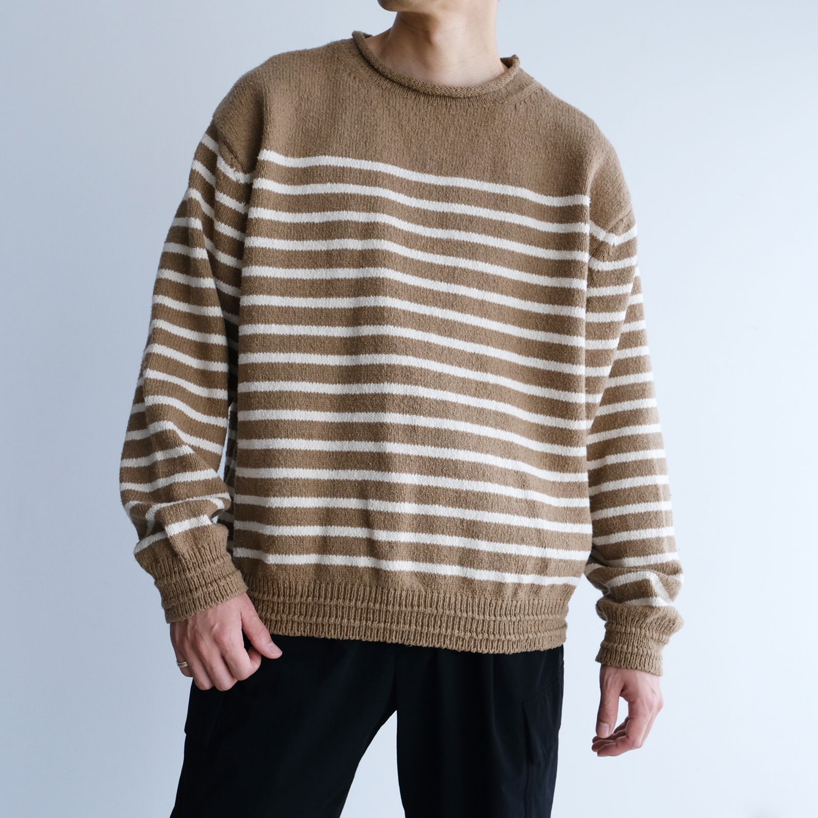 SUNSEA(サンシー) 20SS CLIFs Border Sweater/ボーダーセーター/半袖 20S51 SIZE 2(M) ベージ