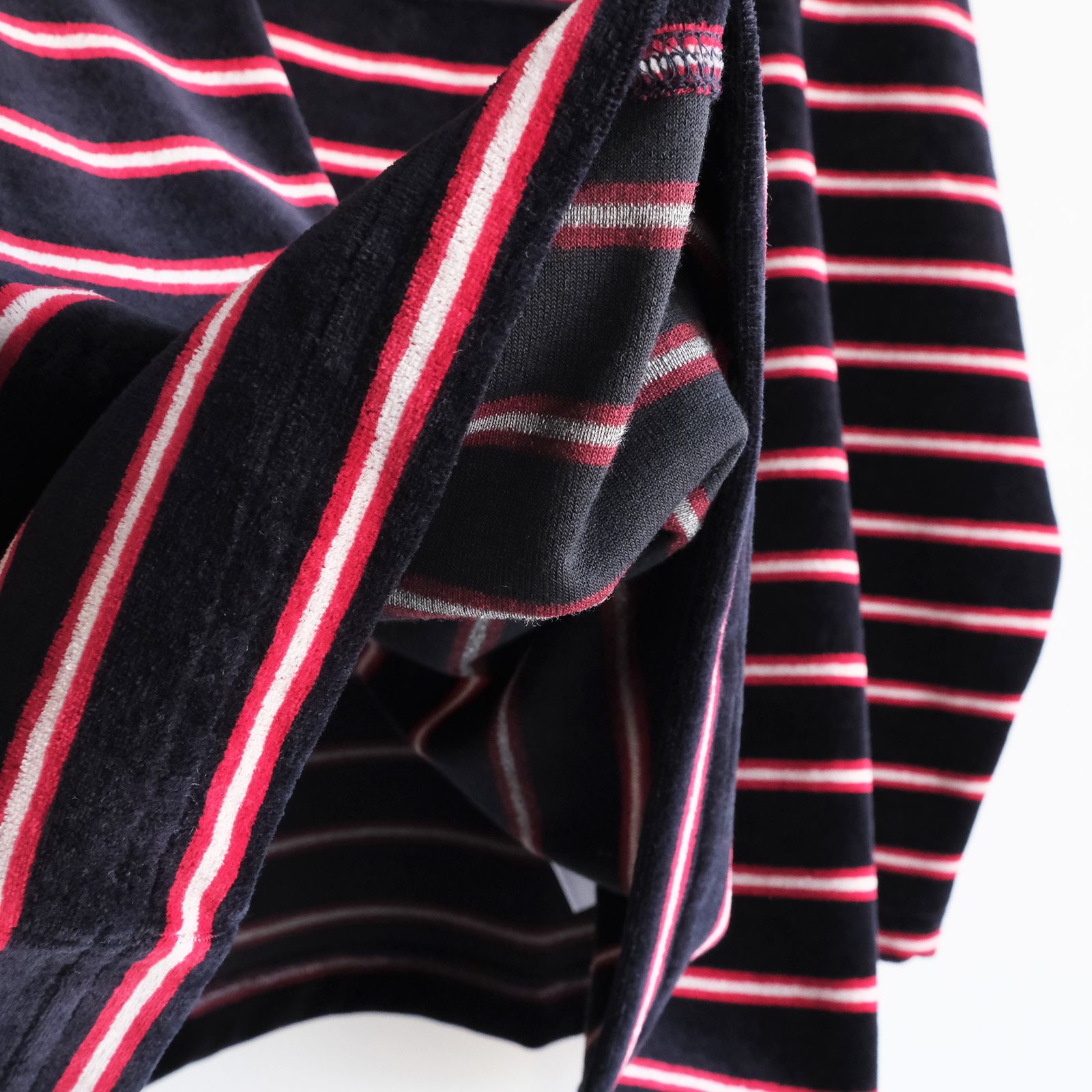 Velvet Border Long Sleeve Tee -Tシャツ-（Navy×Red / ネイビー×レッド）