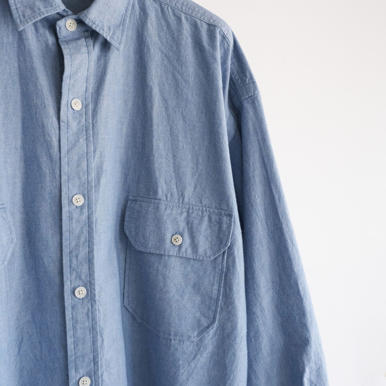 Cotton Chambray Work Shirt -シャツ-（Blue / ブルー）