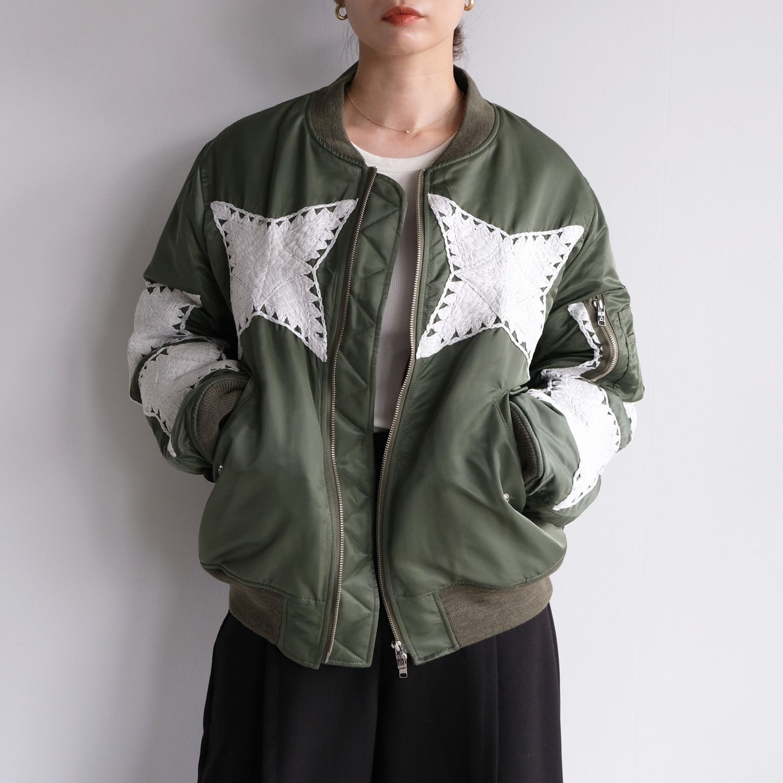 The Craft Hand Embroidery Flight Jacket -ジャケット-（Olive / オリーブ）