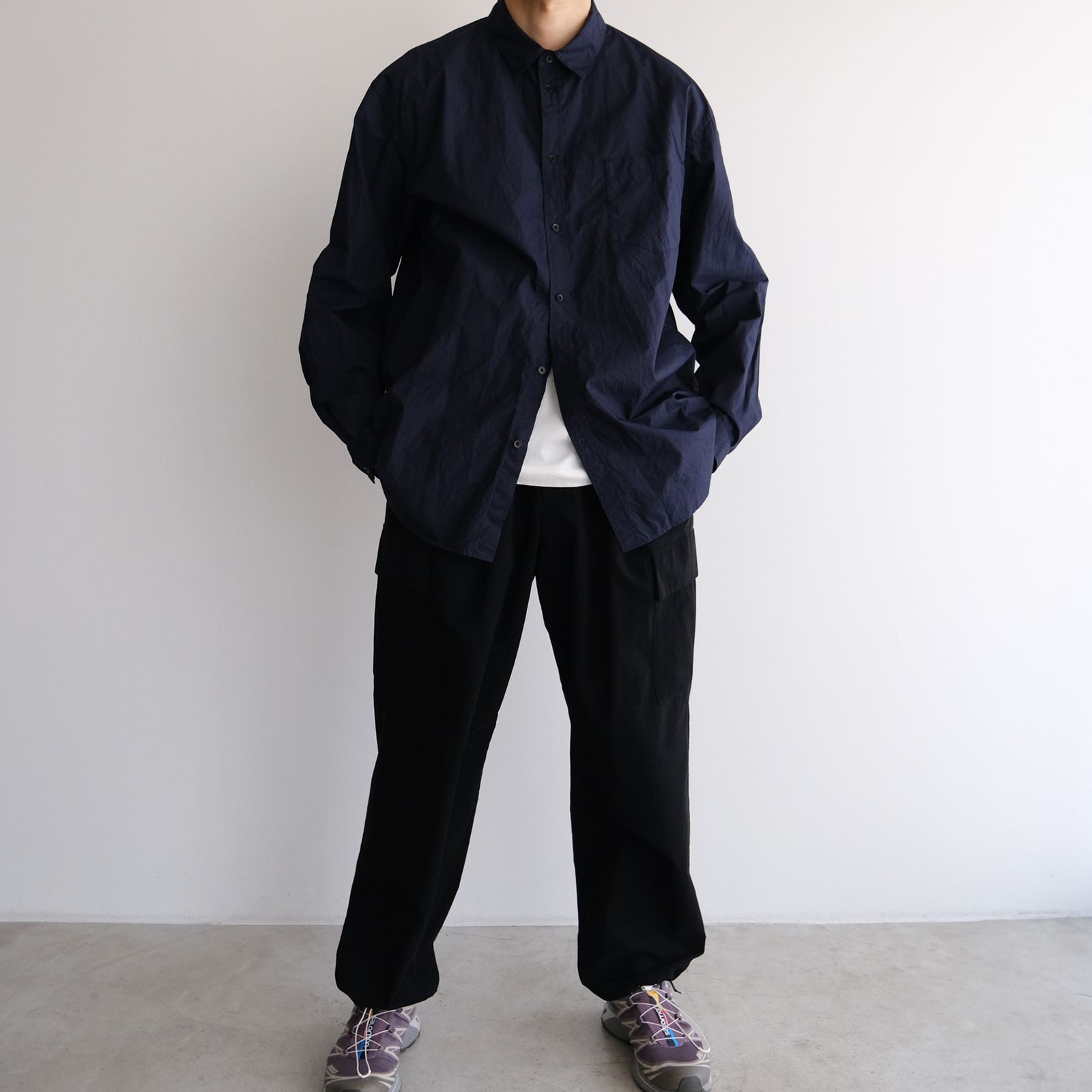 Suvin Broad Washed Shirt -シャツ-（Navy / ネイビー）