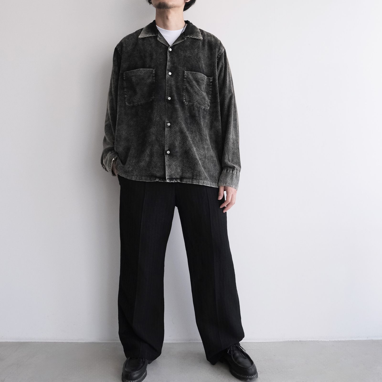 Hand Dye Flannel Shirt -シャツ-（Black / ブラック）