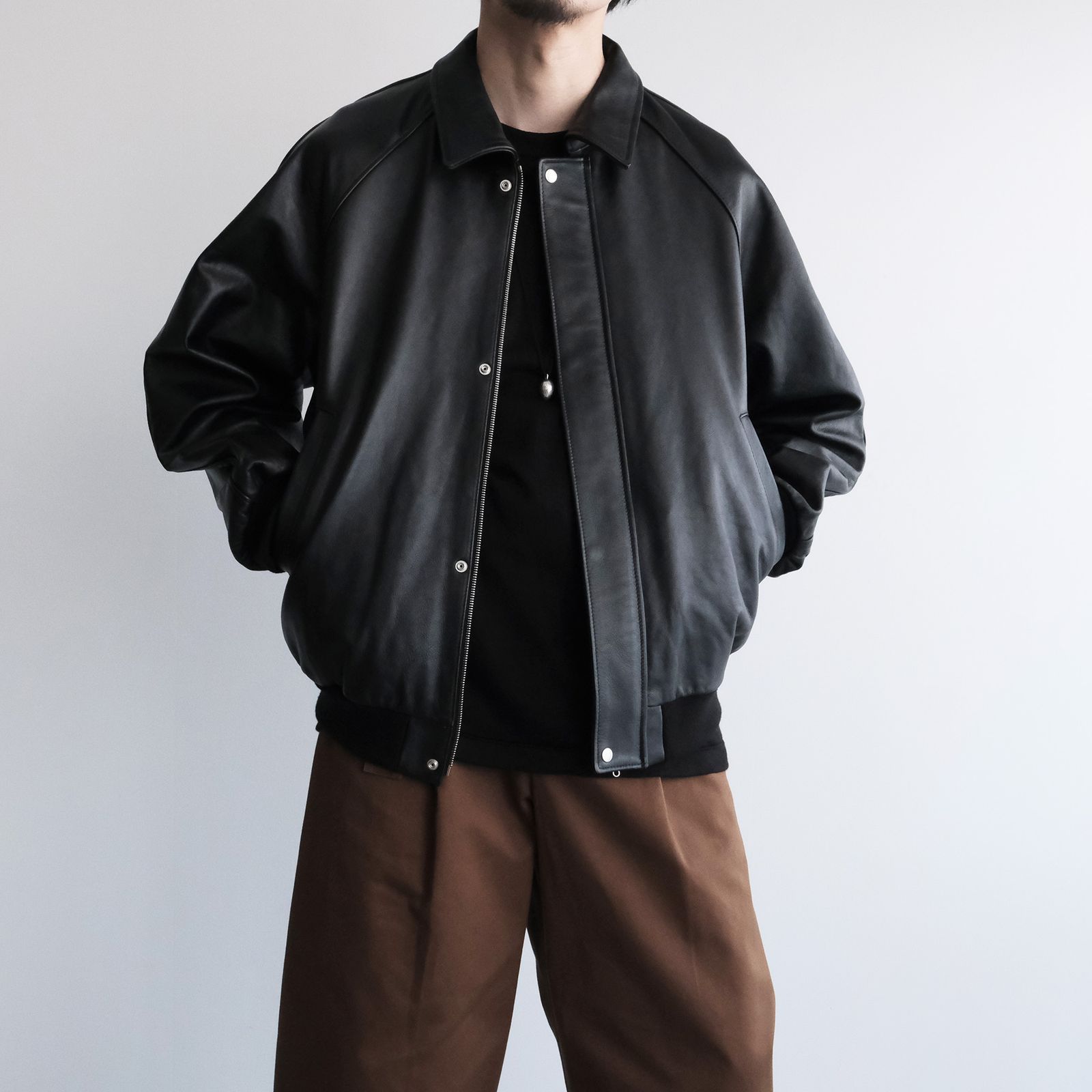 Cow Leather Raglan Blouson -ブルゾン-（Black / ブラック）GU263-30320
