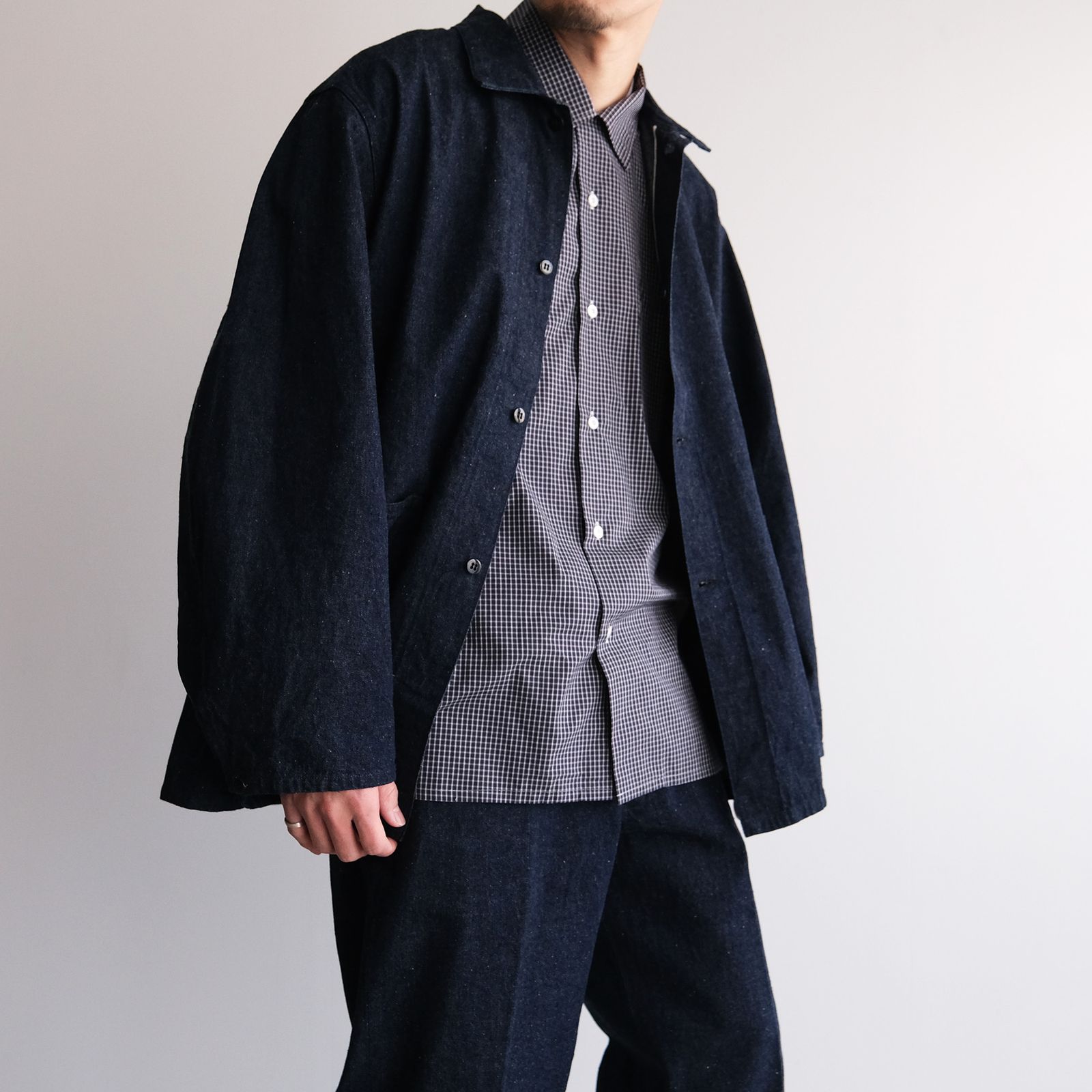 Check Open Collar Shirts -シャツ-（Blue Check / ブルーチェック）