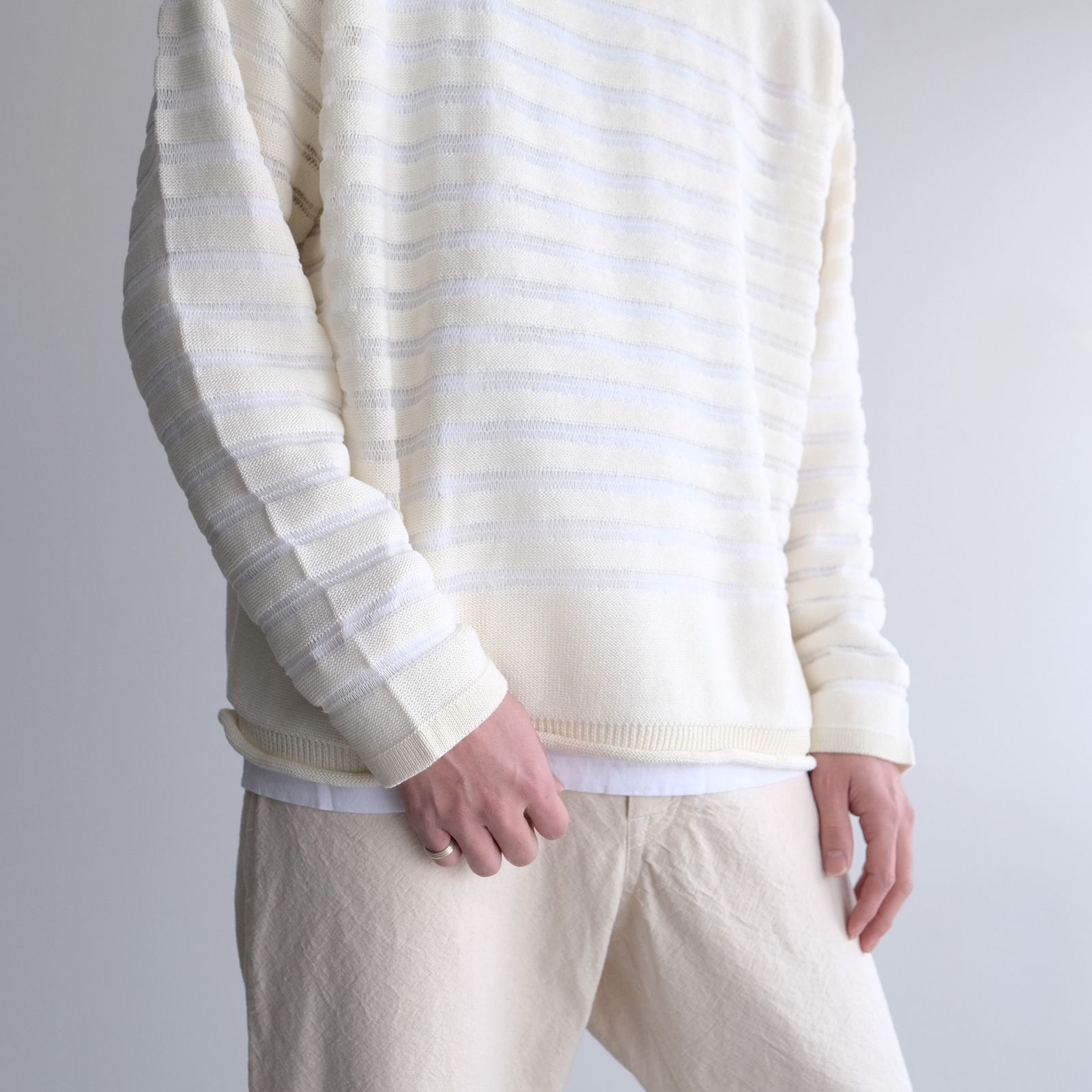 Panel Border Sweather -ニット-（White / ホワイト）