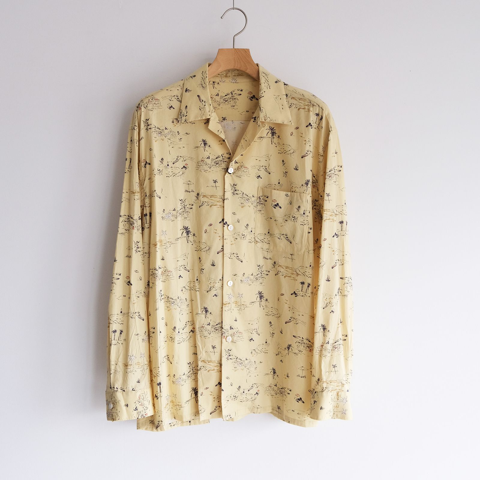 Cotton Rayon - Open Collar L/S Shirts -シャツ-（Yellow / イエロー）