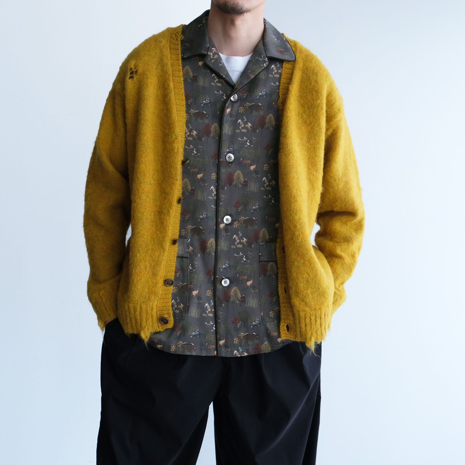 Distressed Knit Cardigan -カーディガン-（Musterd / マスタード）