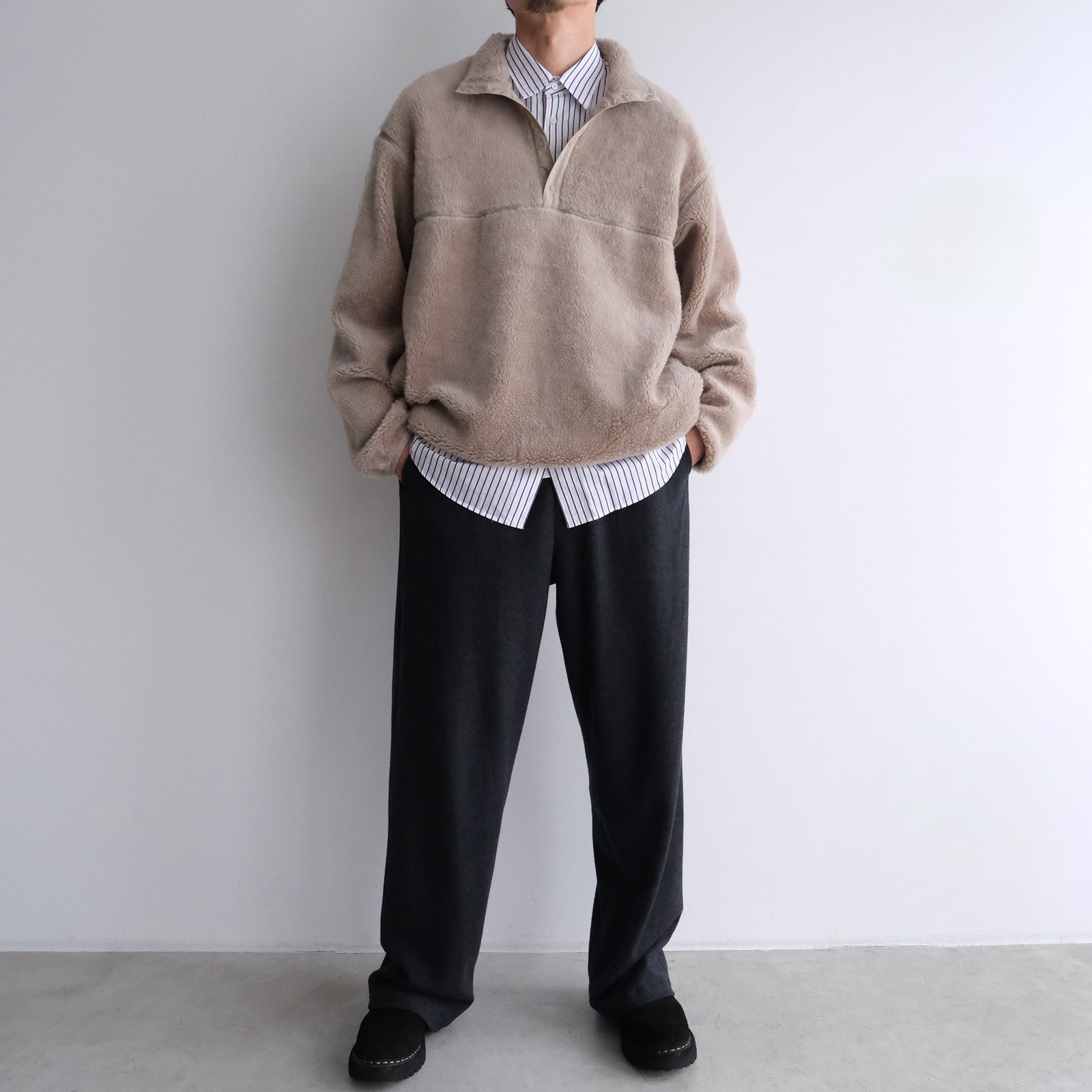 Sidogras Stripe Regular Collar Shirt -ストライプシャツ-（White（Brown Stripe） / ホワイト（ブラウン ストライプ））GM254-50024STB