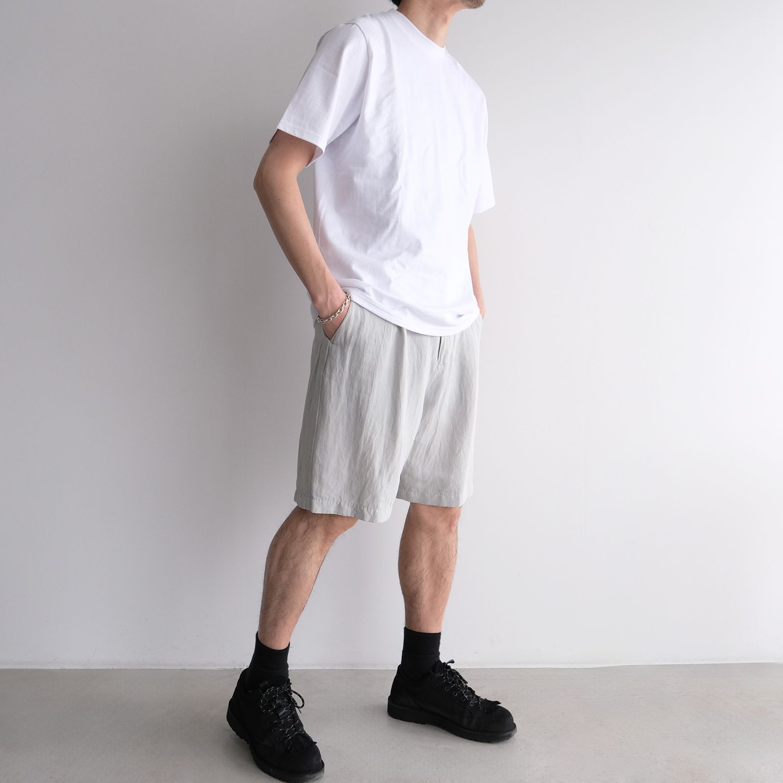 Cotton Linen Voile Loose Fit Shorts -パンツ-（Sax / サックス）